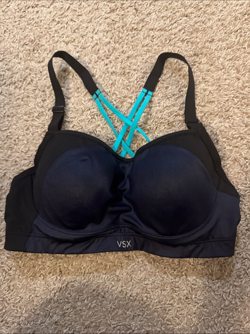 VSX Navy and Teal Crisscross Sports Bra